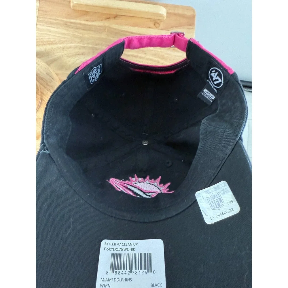 Miami Dolphins NFL 47 Clean Up Womens Hat Black Embroidered Pink Adjustable NEW